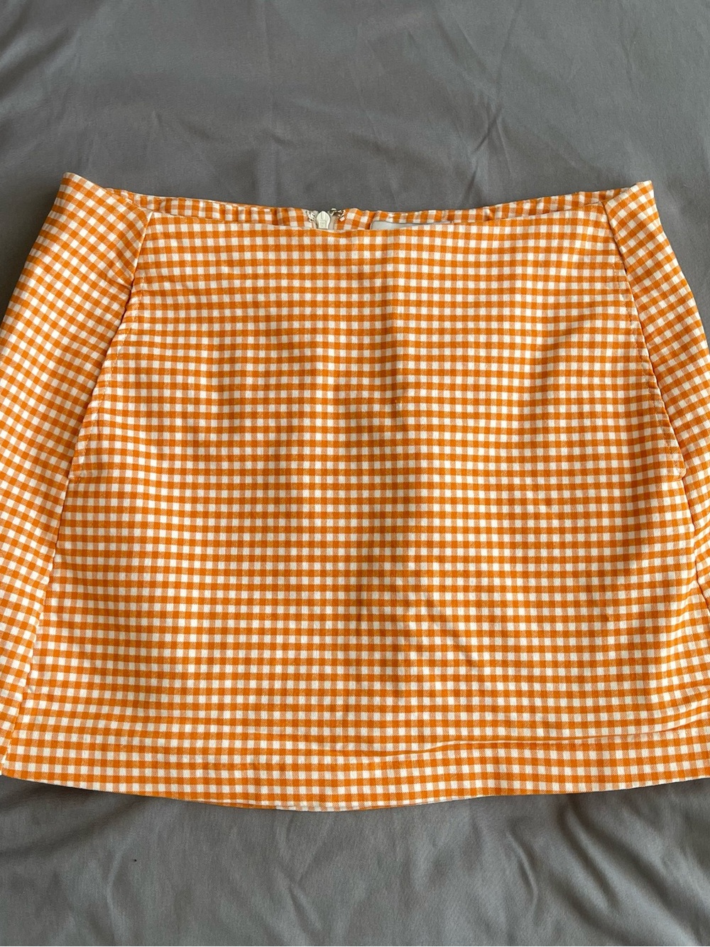 Urban Outfitters Orange and White Gingham Mini Skirt